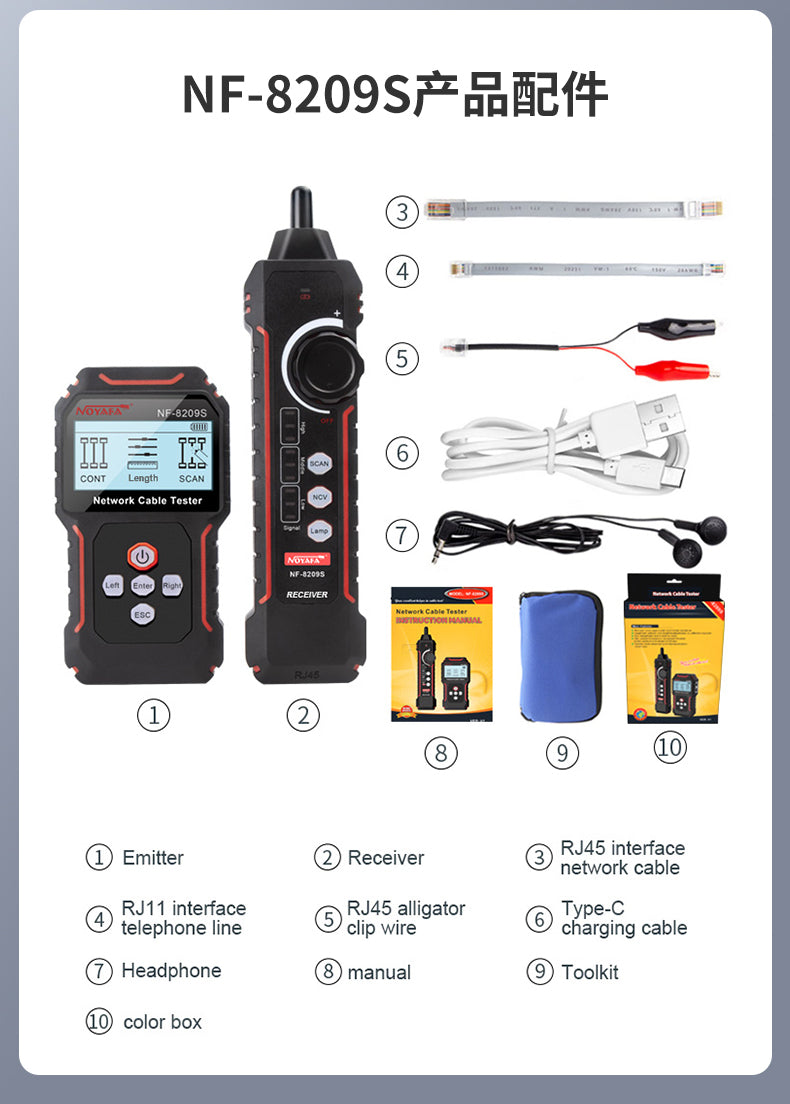 Tester Rete Multifunzione DDK-NF10234 con  Test di Tensione Senza Contatto