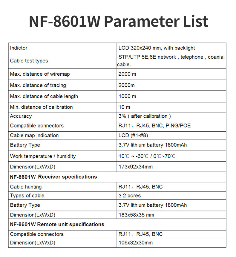 Tester di rete DDK-NF10626 completo di con 8 remoti