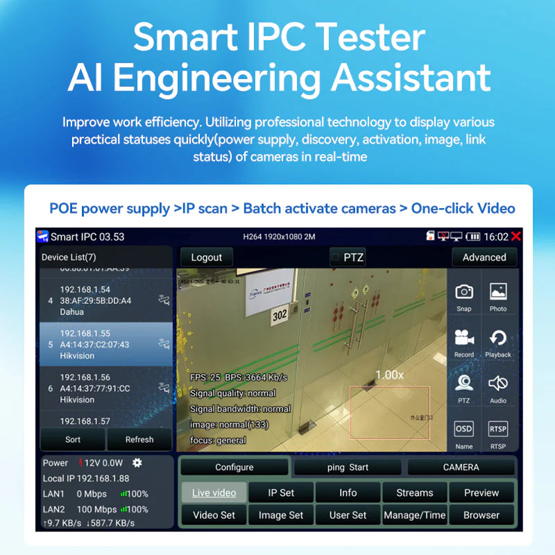DDK-NF2753 Tester portatile “tutto-in-uno” per installatori di sorveglianza, reti & cablaggio
