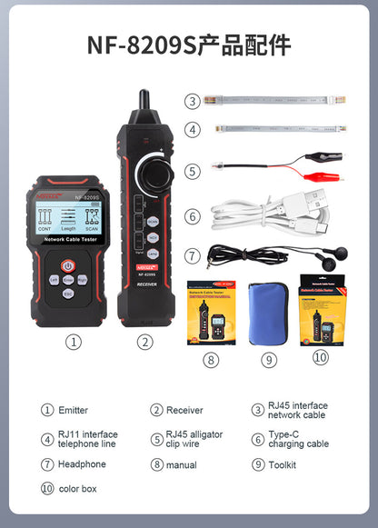 Tester Rete Multifunzione DDK-NF10234 con  Test di Tensione Senza Contatto