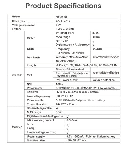 Tester di Rete DDK-NF10533 per Rame e Fibra ottica